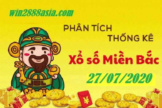 Soi cầu XSMB 27-7-2020 Win2888 Dự đoán Xổ Số Miền Bắc thứ 2