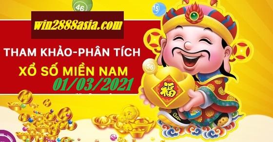 Soi cầu XSMN 1-3-2021 Win2888 Chốt số Cầu Đề Miền Nam thứ 2