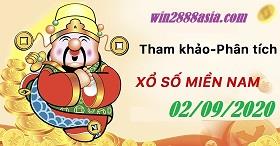 Soi cầu XSMN 2-9-2020 Win2888 Chốt số Cầu Lô Miền Nam thứ 4