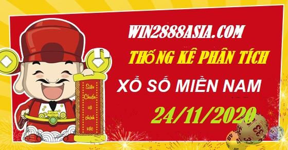 Soi cầu XSMN 24-11-2020 Win2888 Chốt số Cầu Đề Miền Nam thứ 3