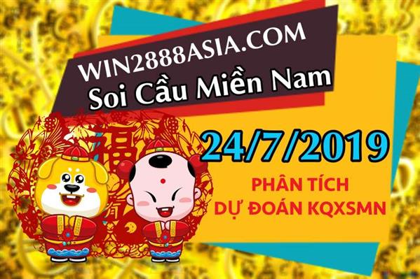 Soi cầu XSMN 24-7-2019 Win2888 Chốt số cầu lô miền nam thứ 4