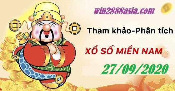 Soi cầu XSMN 27-9-2020 Win2888 Dự đoán Cầu Lô Miền Nam chủ nhật