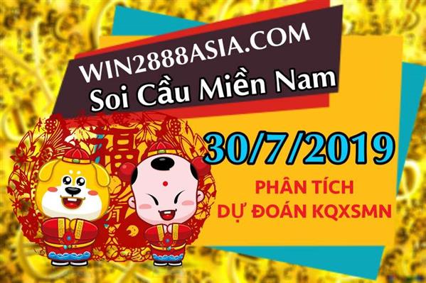 Soi cầu XSMN 30-7-2019 Win2888 Chốt số lô đề miền nam thứ 3