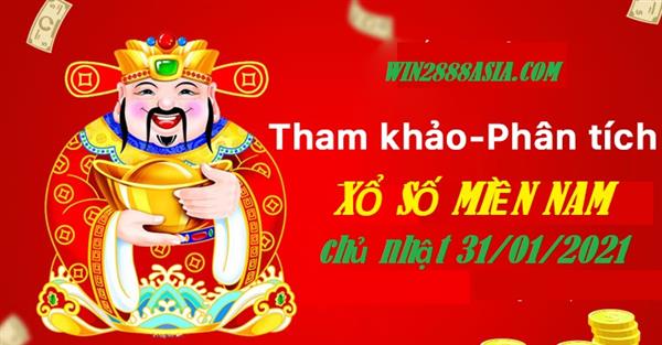 Soi cầu XSMN 31-1-2021 Win2888 Dự đóa Xổ Số Miền Nam chủ nhật