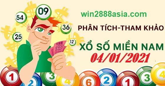 Soi cầu XSMN 4-1-2021 Win2888 Dự đoán Xổ Số Miền Nam thứ 2