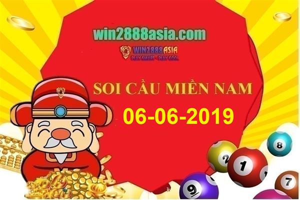 Soi cầu XSMN Win2888 6-6-2019 Chốt số xổ số miền nam thứ 5