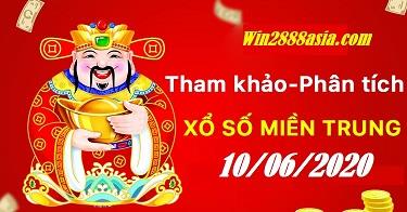 Soi cầu XSMT 10-6-2020 Win2888 Chốt số Dàn Đề Miền Trung thứ 4
