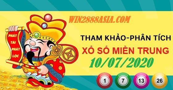 Soi cầu XSMT 10-7-2020 Win2888 Chốt số Cầu Đề Miền Trung thứ 6