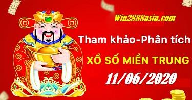 Soi cầu XSMT 11-6-2020 Win2888 Chốt số Cầu Đề Miền Trung thứ 5