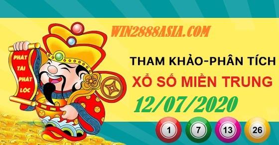 Soi cầu XSMT 12-7-2020 Win2888 Chốt số Xổ Số Miền Trung chủ nhật