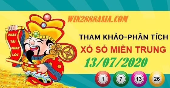 Soi cầu XSMT 13-7-2020 Win2888 Chốt số Dàn Đề Miền Trung thứ 2