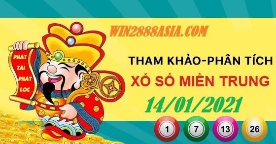 Soi cầu XSMT 14-1-2021 Win2888 Dự đoán Xổ Số Miền Trung thứ 5