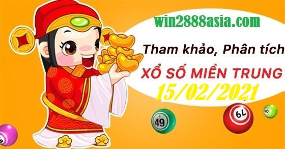 Soi cầu XSMT 15-2-2021 Win2888 Chốt số Xổ số Miền Trung thứ 2