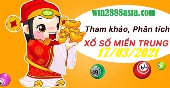 Soi cầu XSMT 17-3-2021 Win2888 Chốt số Xổ Số Miền Trung thứ 4