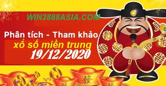 Soi cầu XSMT 19-12-2020 Win2888 Chốt số KQXS Miền Trung thứ 7