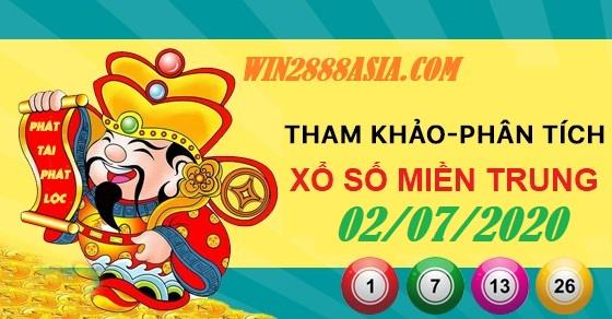 Soi cầu XSMT 2-7-2020 Win2888 Chốt số Cầu Lô Miền Trung thứ 5