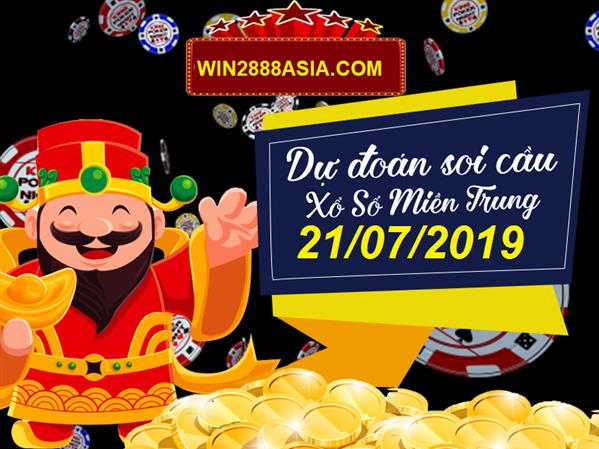 Soi cầu XSMT 21-7-2019 Win2888 Chốt số lô đê miền trung chủ nhật