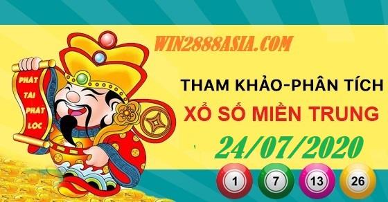 Soi cầu XSMT 24-7-2020 Win2888 Chốt số Cầu Lô Miền Trung thứ 6