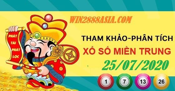 Soi cầu XSMT 25-7-2020 Win2888 Chốt số Dàn Đề Miền Trung thứ 7