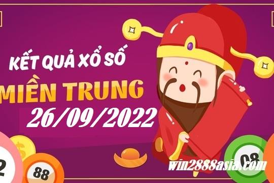 Soi cầu XSMT 26-09-2022 Win2888 Dự đoán Xổ số Miền Trung thứ 2