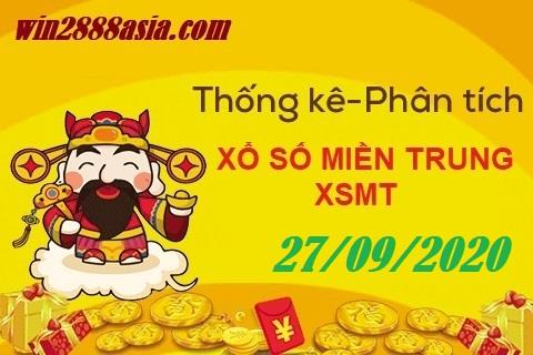 Soi cầu XSMT 27-9-2020 Win2888 Dự đoán Xổ Số Miền Trung chủ nhật