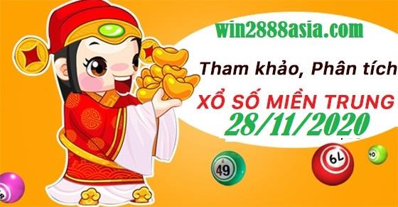 Soi cầu XSMT 28-11-2020 Win2888 Chốt số Cầu Lô Miền Trung thứ 7