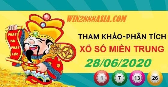 Soi cầu XSMT 28-6-2020 Win2888 Chốt Số Lô Đề Miền Trung chủ nhật