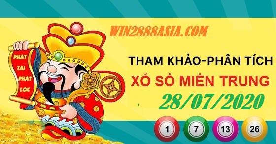 Soi cầu XSMT 28-7-2020 Win2888 Chốt số Cầu Lô Miền Trung thứ 3