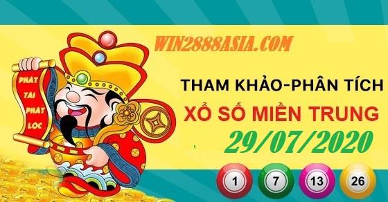 Soi cầu XSMT 29-7-2020 Win2888 Chốt số Cầu Lô Miền Trung thứ 4