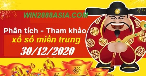 Soi cầu XSMT 30-12-2020 Win2888 Chôt số Dàn Đề Miền Trung thứ 4