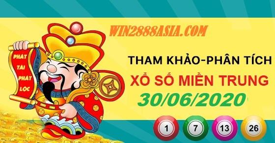 Soi cầu XSMT 30-6-2020 Win2888 Chốt số Lô Đề Miền Trung thứ 3