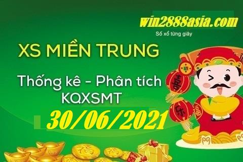 Soi cầu XSMT 30-6-2021 Win2888 Chốt số Lô Đề Miền Trung thứ 4