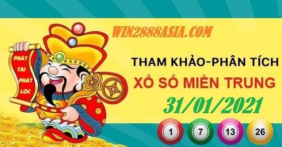 Soi cầu XSMT 31-1-2021 Win2888 Dự đoán Lô Đề Miền Trung chủ nhật