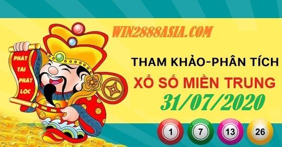 Soi cầu XSMT 31-7-2020 Win2888 Chốt số Dàn Đề Miền Trung thứ 6