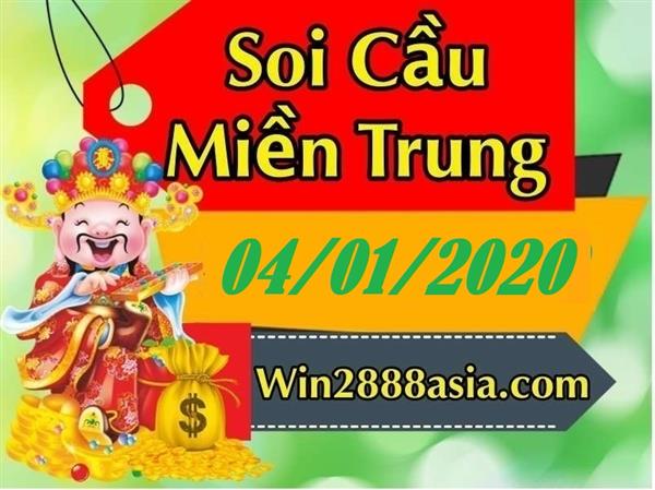Soi cầu XSMT 4-1-2020 Win2888 Chốt số Dàn Đề Miền Trung thứ 7