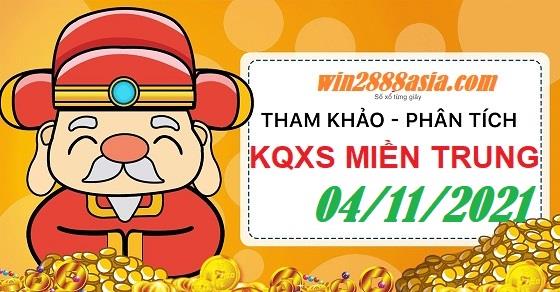 Soi cầu XSMT 4-11-2021 Win2888 Chốt số KQXS Miền Trung thứ 5