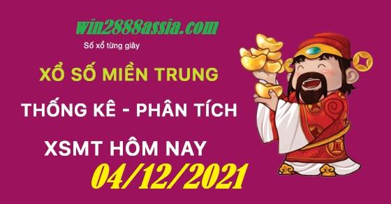 Soi cầu XSMT 4-12-2021 Win2888 Dự đoán Xổ Số Miền Trung thứ 7