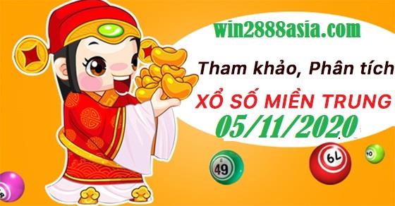 Soi cầu XSMT 5-11-2020 Win2888 Chốt số Dàn Đề Miền Trung thứ 5