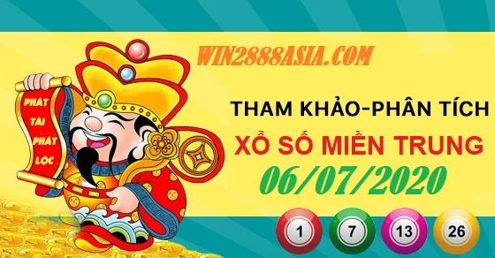 Soi cầu XSMT 6-7-2020 Win2888 Chốt số Cầu lô Miền Trung thứ 2