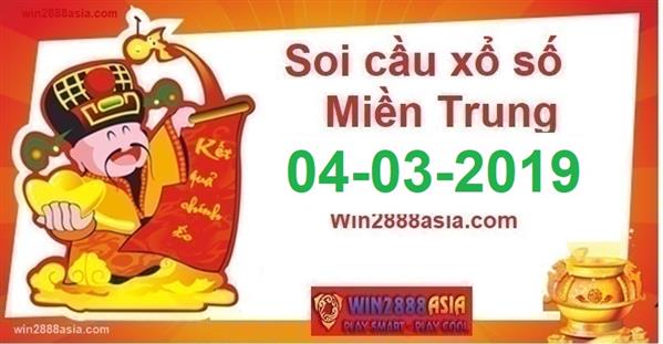 Soi cầu XSMT Win2888 04-03-2019 Dự đoán xổ số miền trung thứ 2