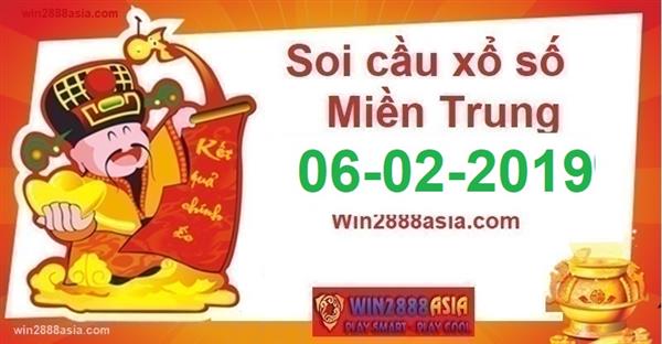 Soi cầu XSMT Win2888 06-02-2019 Dự đoán xổ số miền trung thứ 4