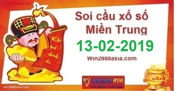 Soi cầu XSMT Win2888 13-2-2019 Dự đoán xổ số miền trung thứ 4