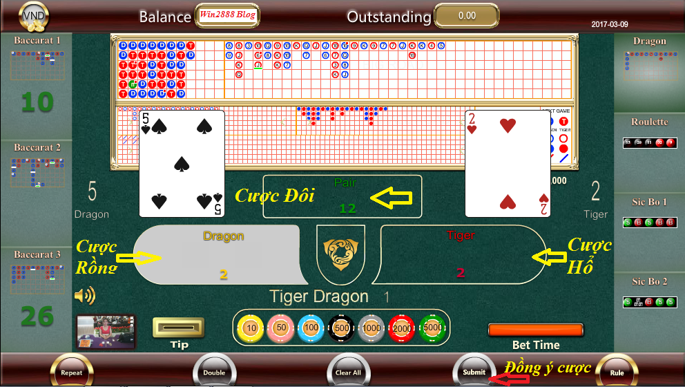 Hướng dẫn cách chơi bài Rồng Hổ tại nhà cái win2888 - 2